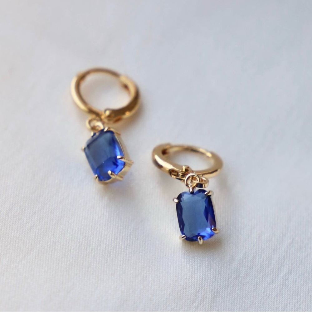 Gold and Blue hoops Earrings